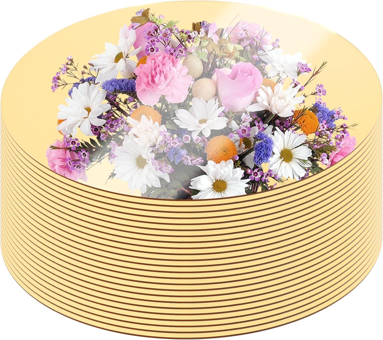 YMHPRIDE Set of 24 Round Mirrors for Centerpieces, 10 Inch Mirrors Candle Plate Circle Mirror Trays Large Mirror Tiles for Table Centerpieces, Wedding, Crafts, Party Decorations, Wall Decor (Gold)
