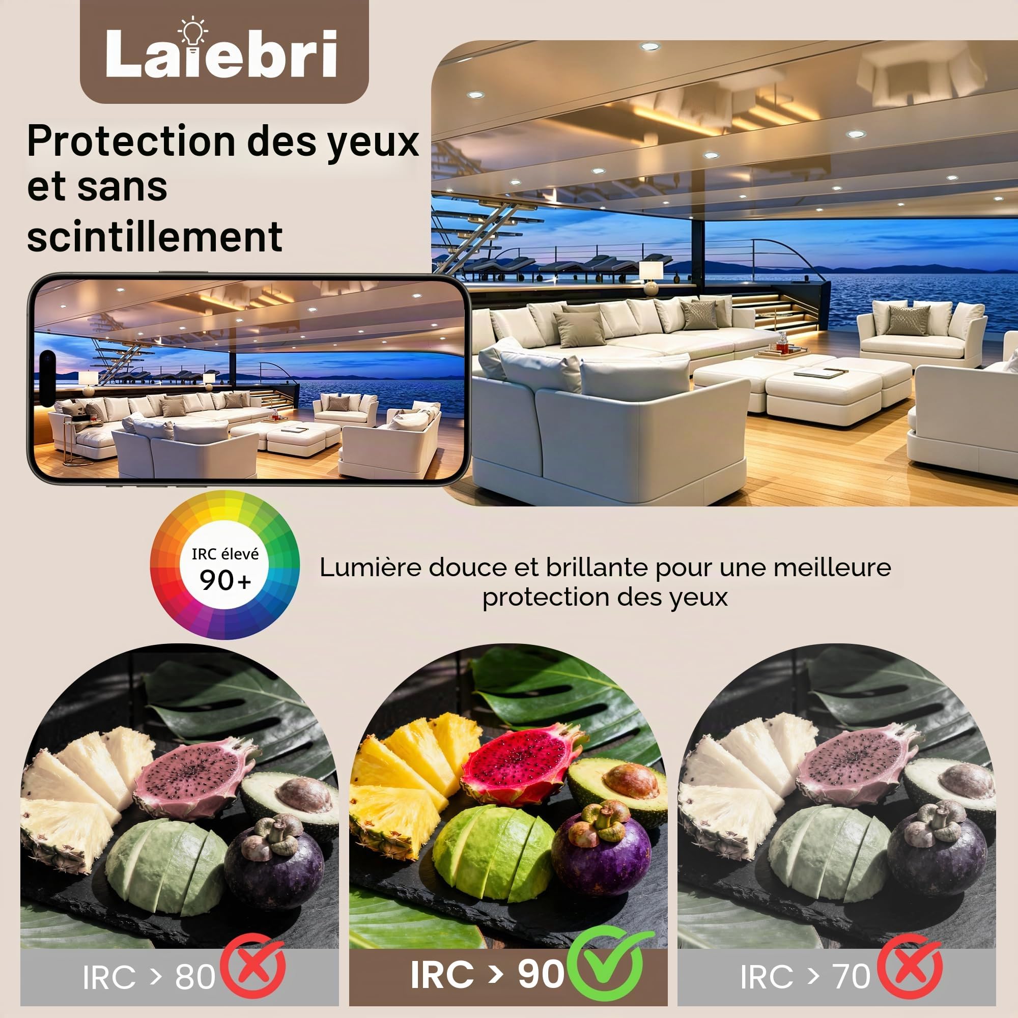 Lot de 3 Spot LED Encastrable 12V, 3000K Blanc Chaud 3.5W 330LM Alu Spots de Plafond Intensité Variable, LED Encastrable Plafond Trou 55-58mm, IP44 Plafonnier Spot pour Camper Meuble, Nickel