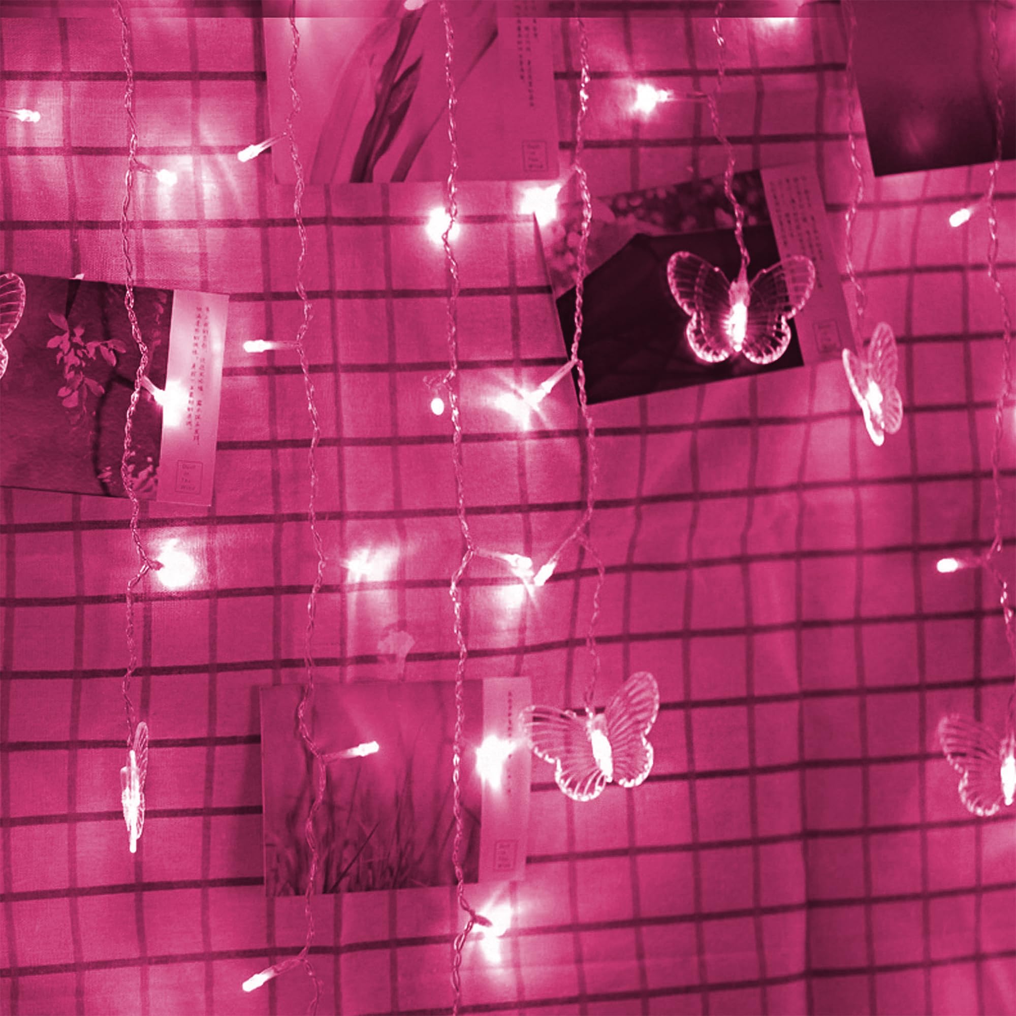 Luces de cortina de mariposa, 5 pies, 48 luces LED USB para ventana, 10 mariposas, 8 modos, luciérnaga de luces parpadeantes para habitación, dormitorio, pared, techo, fiesta, boda, Navidad
