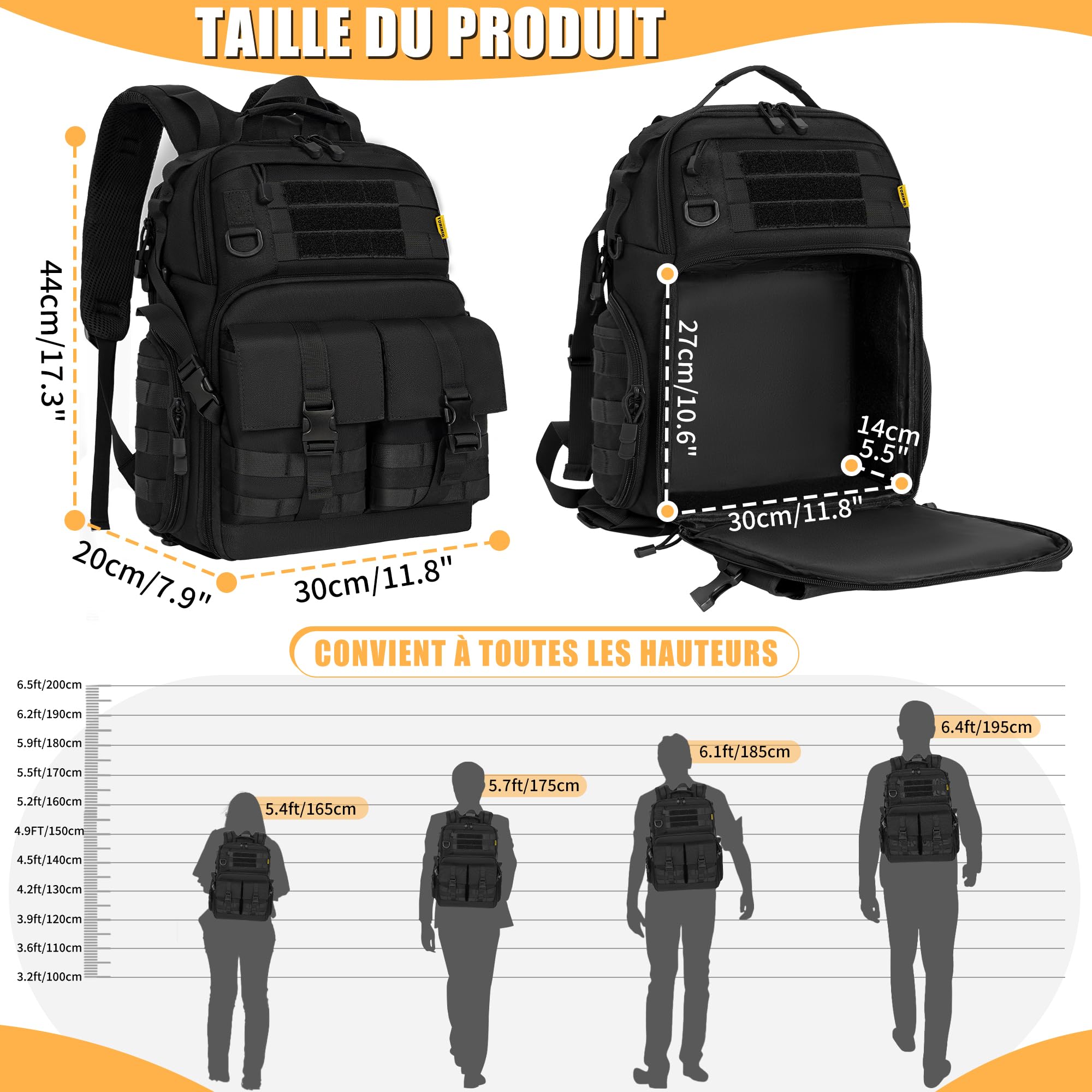 OUUTMEE Sac à Dos pour Appareil Photo avec Compartiment pour Ordinateur Portable, Sac Étanche pour Appareil Photo pour DSLR/SLR Compatible avec Canon, Nikon, Insert Rembourré Amovible