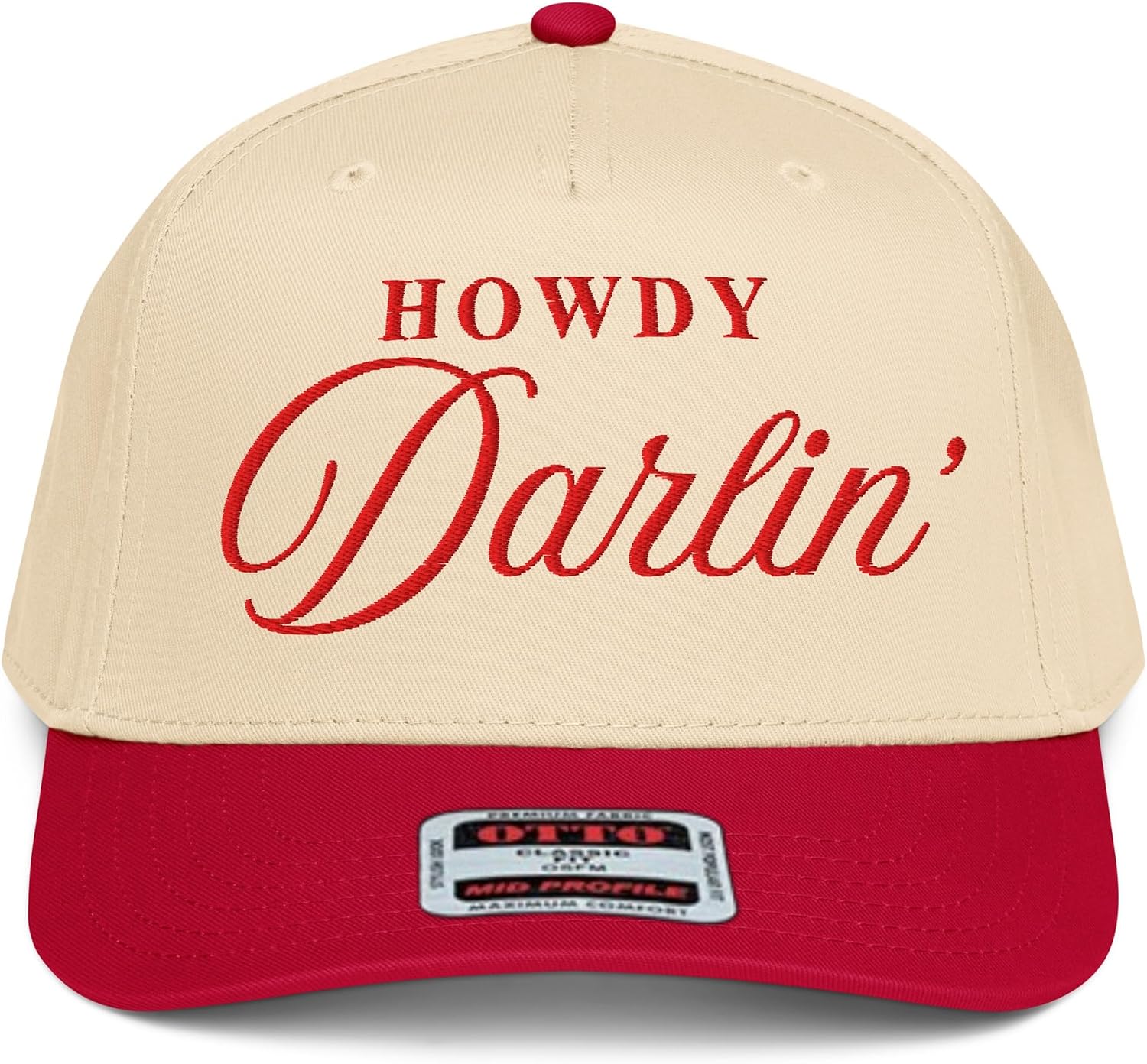 NX1 Howdy Darlin 2 Tone Hat Embroidered Mid Crown Curved Bill Snapback Cap for Men and Women