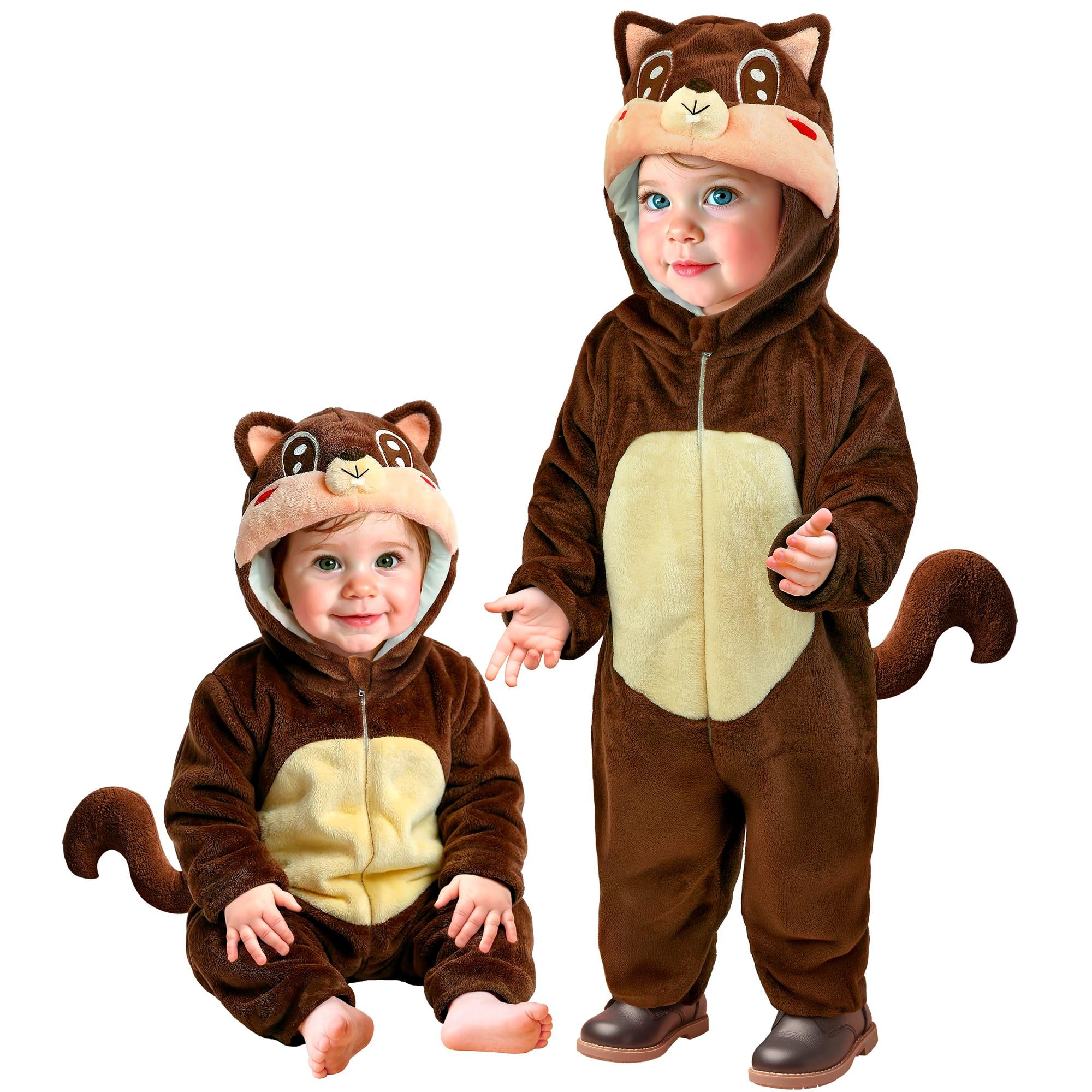 W WIDMANN MILANO Party Fashion - Animal Jumpsuit for Children, Soft Plush Jumpsuit with Hood, Animal Costume for Carnival