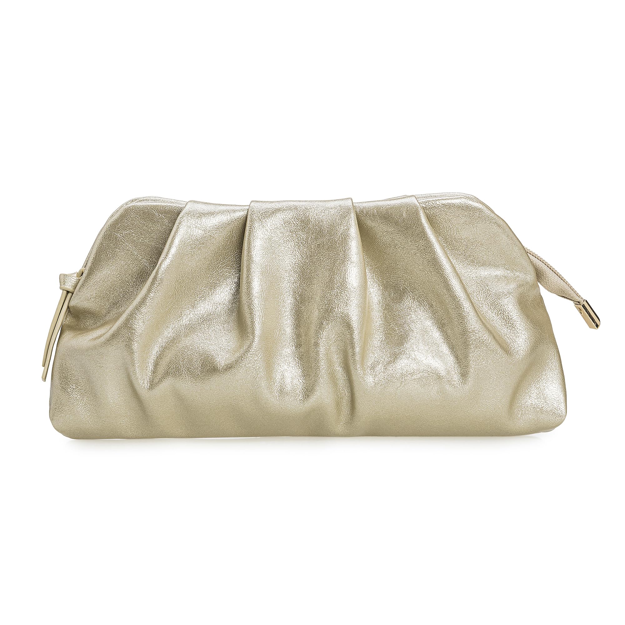 IXEBELLA Dressy PU Clutch Purse for Women Formal Soft Pleated Vegan Leather Evening Bag for Wedding/Prom/Cocktail Party