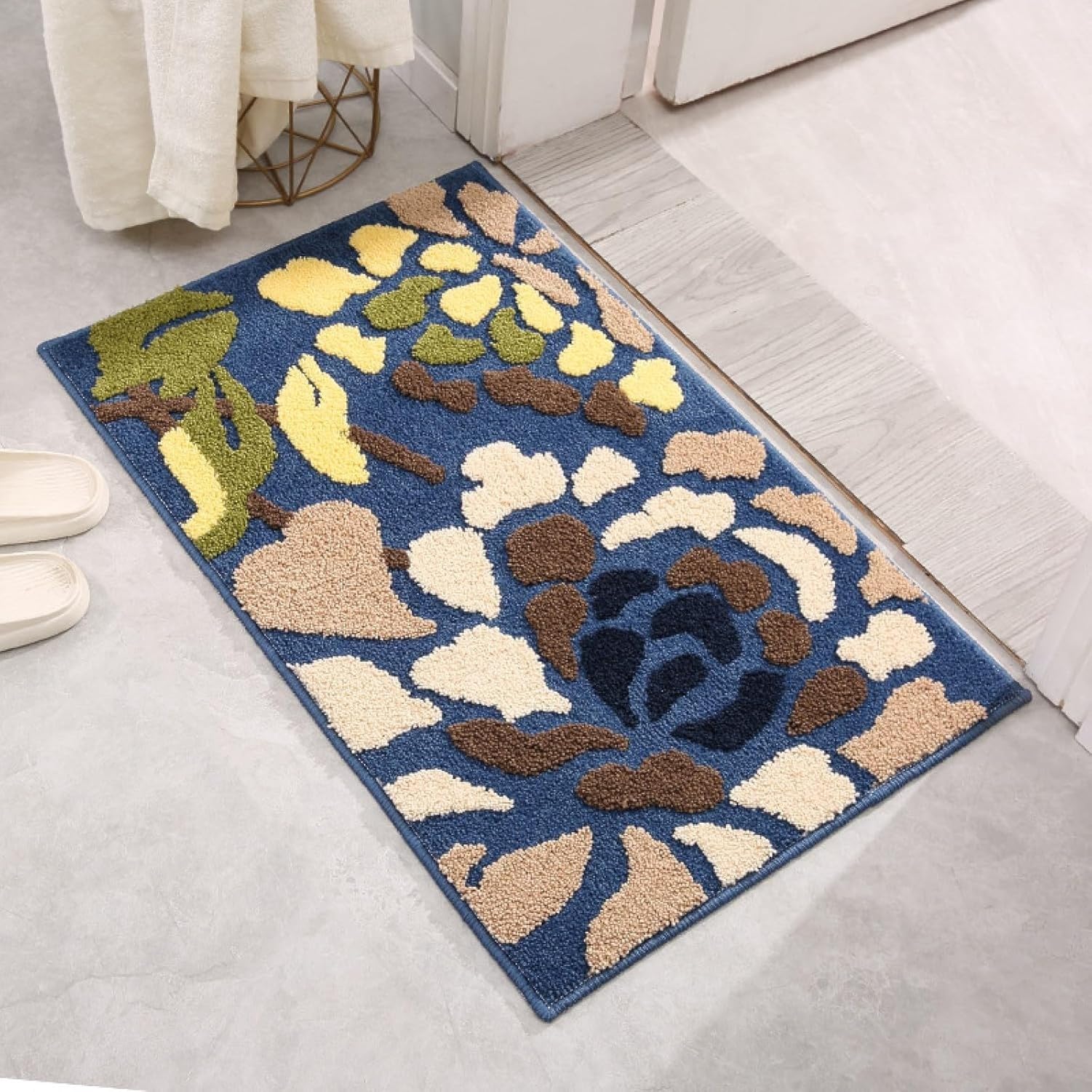 AIEIJJH Soft Flannel Non Slip Bath Mat 40x60CM Pink Brown Absorbent Bathroom Rug with Washable Cushioned Floor Cover, 50×80cm, 50×80cm