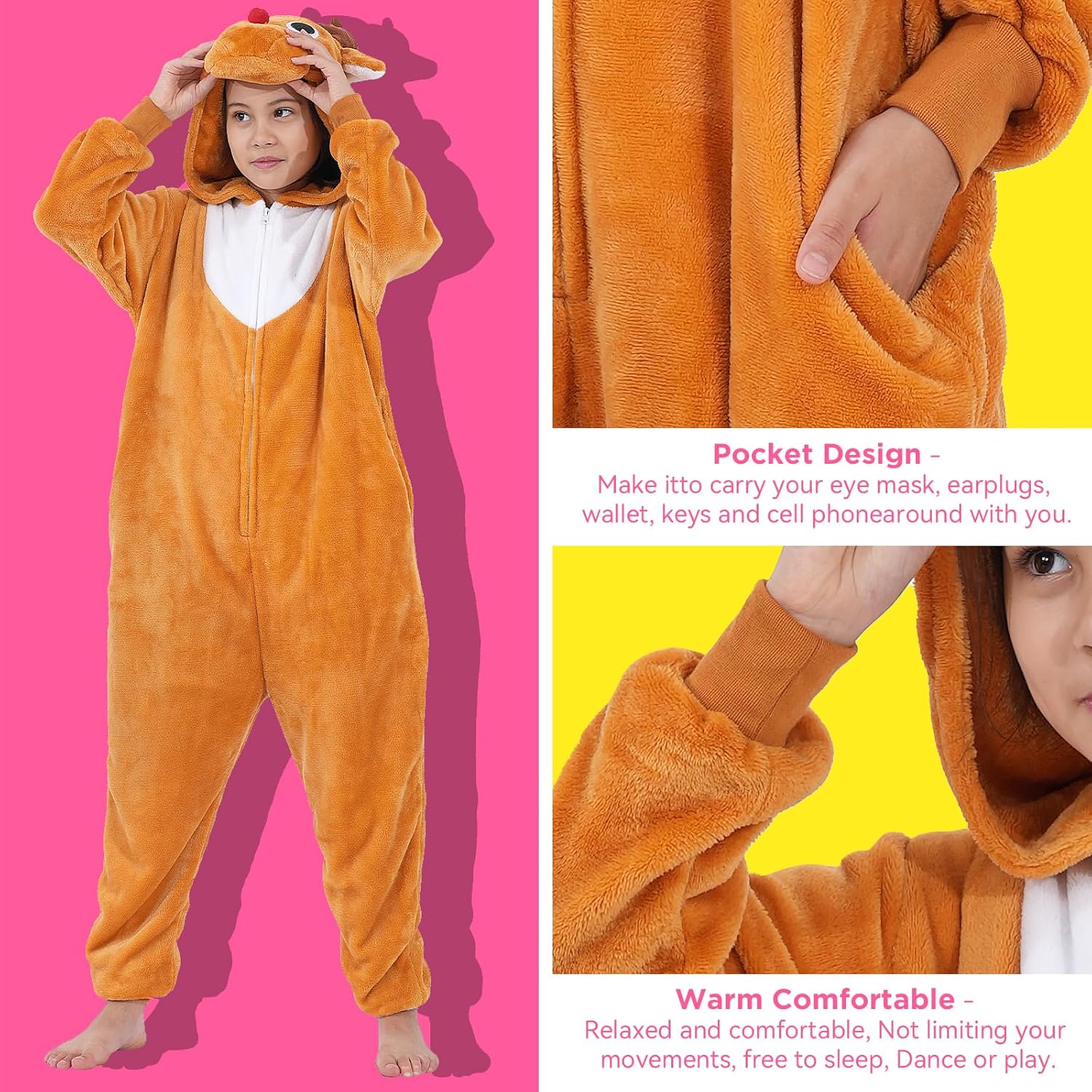 Halloween Christmas Unisex Kids Flannel Cosplay Onesie Costume Outfit Suit for Girls and Boys - Image 4