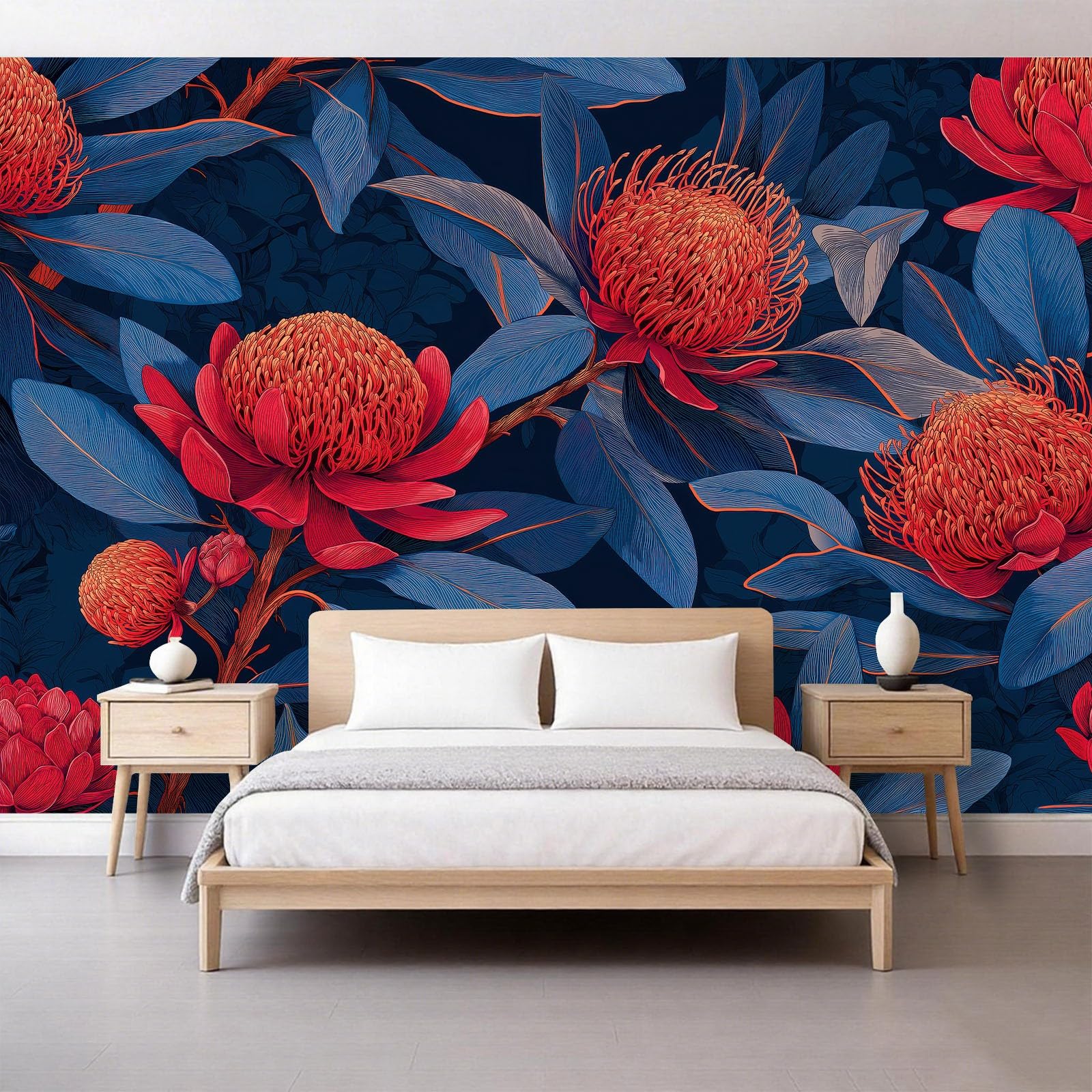 Carta da parati murale 3D panoramica 500 x 280 cm, dipinto a mano con fiori selvatici nella natura, sfondo da parete, decorazione per interni, decorazione per camera da letto e soggiorno