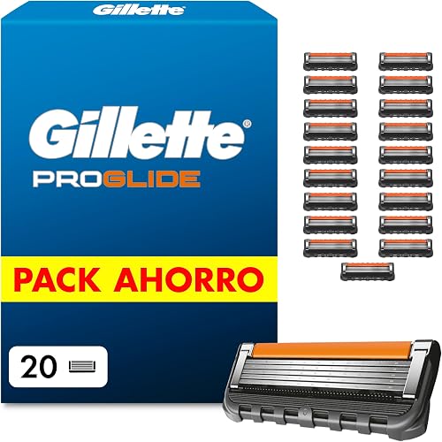 Gillette Lamette Proglide, 20 Cartucce per Rasoio Barba Uomo, Multicolore