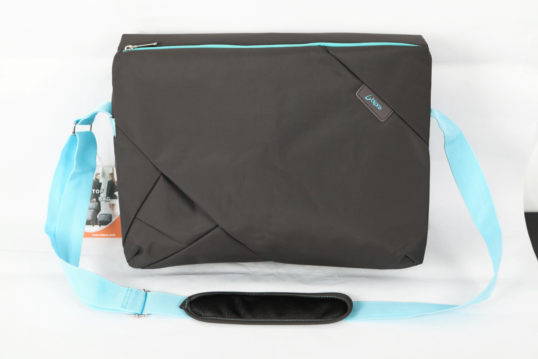 Bipra Laptop Messenger Bag (15.6 Inch) Cute, Slim, Designer Shoulder Carry Tote | Computer, Tablet, Notebook, Mobile Storage | Padded, Adjustable Strap | Grey/Blue