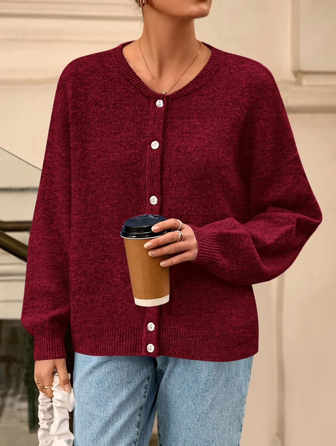 PRETTYGARDEN Fall Long Sleeve Cardigans for Women Trendy 2026 Lightweight Button Down Crewneck Loose Knit Sweater Clothes - Image 5