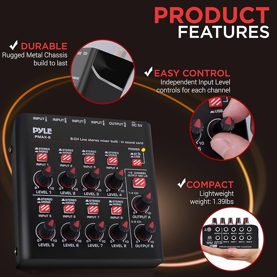 新品ミニミキサー　8チャンネル Amazon | 8チャンネルワイヤレスBTストリーミングミニライン