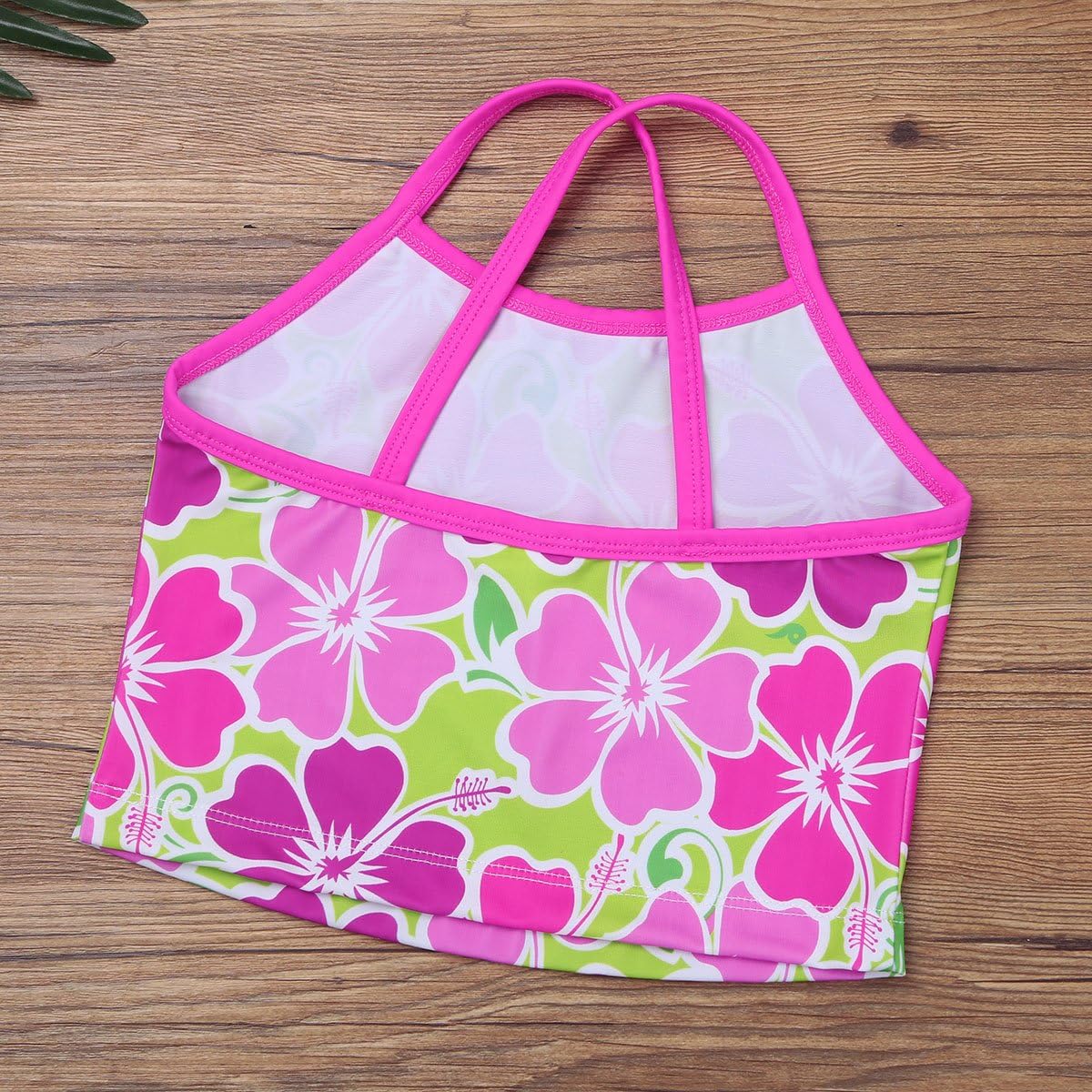 Agoky Girls 2PCS Floral Printed Cross Back Tankini Swimwear Bathing Suit Set