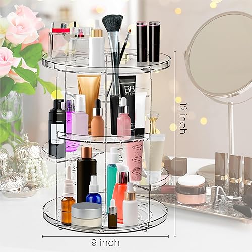 Miniatura 6 de GGGI Solution - Organizador de maquillaje giratorio de 360 grados, acrílico transparente, estante organizador de maquillaje y cuidado de la piel,