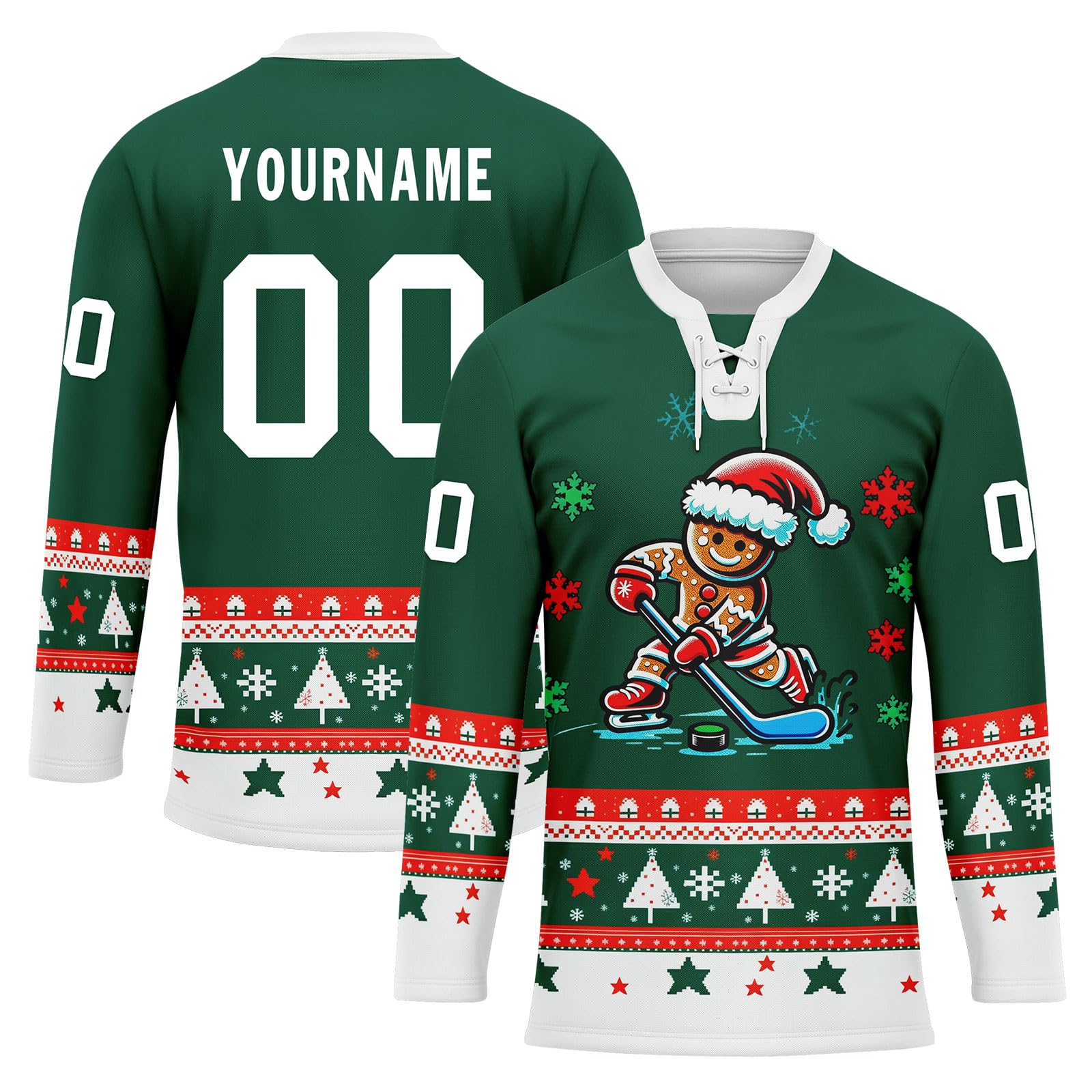 Custom Christmas Hockey Jersey for Men Women Youth, Santa Claus Ice Hockey Practice Uniform Sports Training Outfit