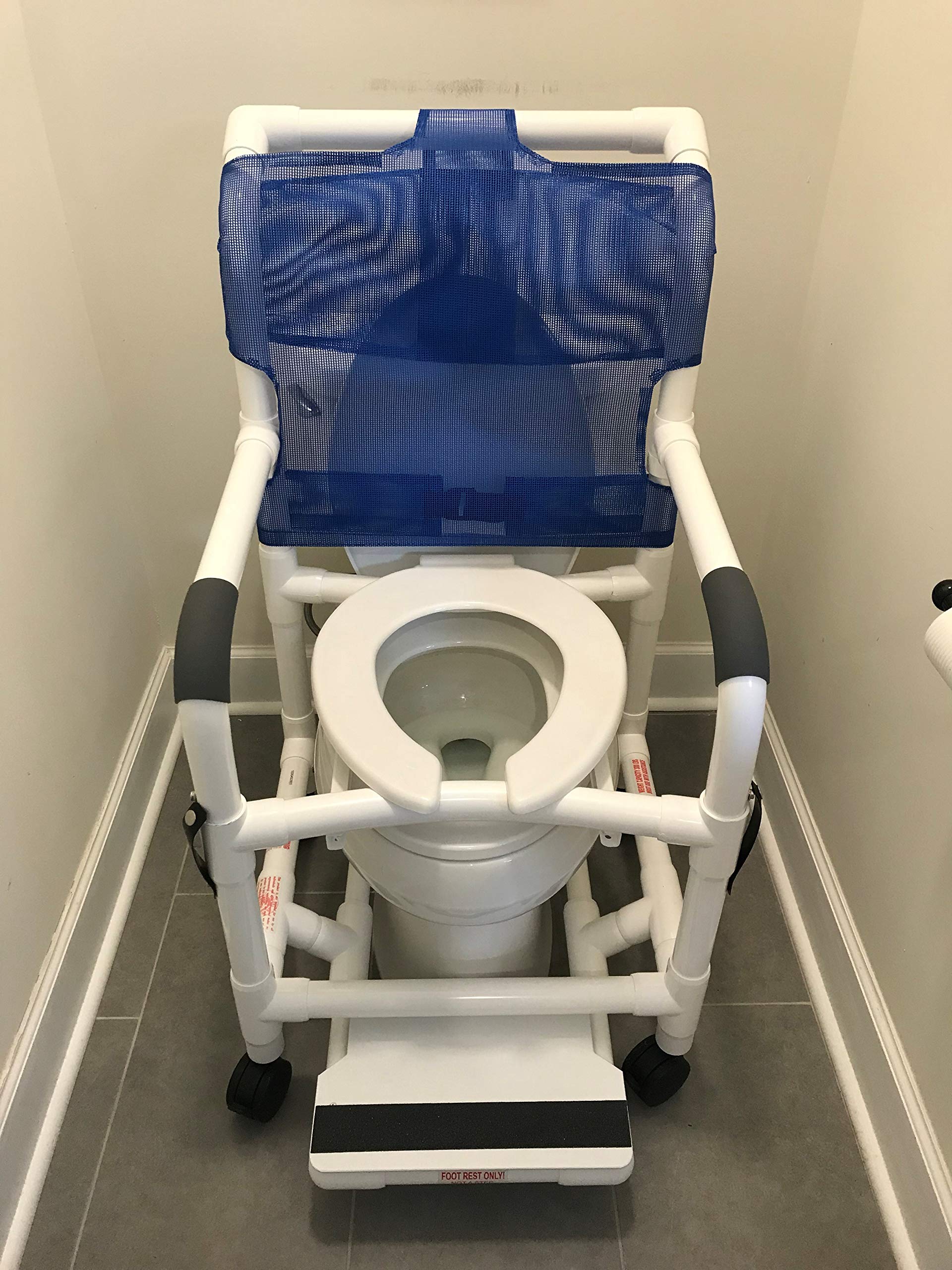 Rolling Shower Chair with Drop Arms, Mesh Seat, Locking Casters, Seat