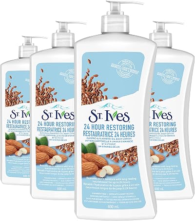 St. Ives Restoring Almond & Flaxseed Oil Body Lotion 4 x 600 mL