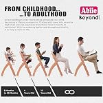 Abiie Beyond Junior Chaise haute en bois avec bac - Chaise haute réglable et convertible pour bébés et tout-petits - 6 Mois à 250 Lb - imperméable - Bois naturel/Noir Pearl Coussin