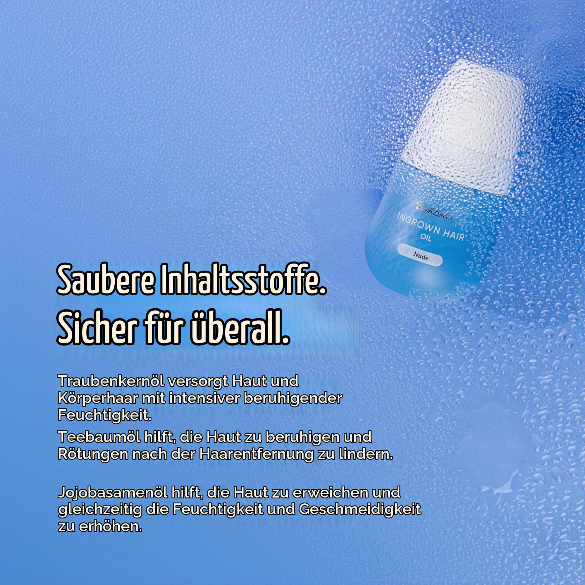 Bushbalm Nude eingewachsenes Haaröl – hilft bei Achselbeulen, beruhigt Rötungen nach der Rasur, 30 ml