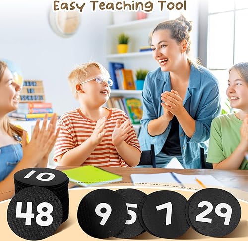 Miniatura 5 de Ireer 48 puntos marcadores de alfombra, puntos de alfombra con números 1-48, puntos de alineación para alfombra de aula, puntos de piso de 4