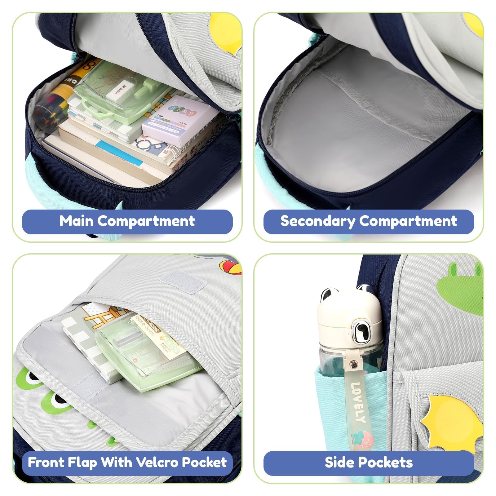 PROTAURI Sac a Dos Enfants pour Garçon 2-6 Ans, Sac a Dos Maternelle avec Sangle de Poitrine, Confortable, Hydrofuge, Cartable Maternelle Respirant et Léger, Bleu
