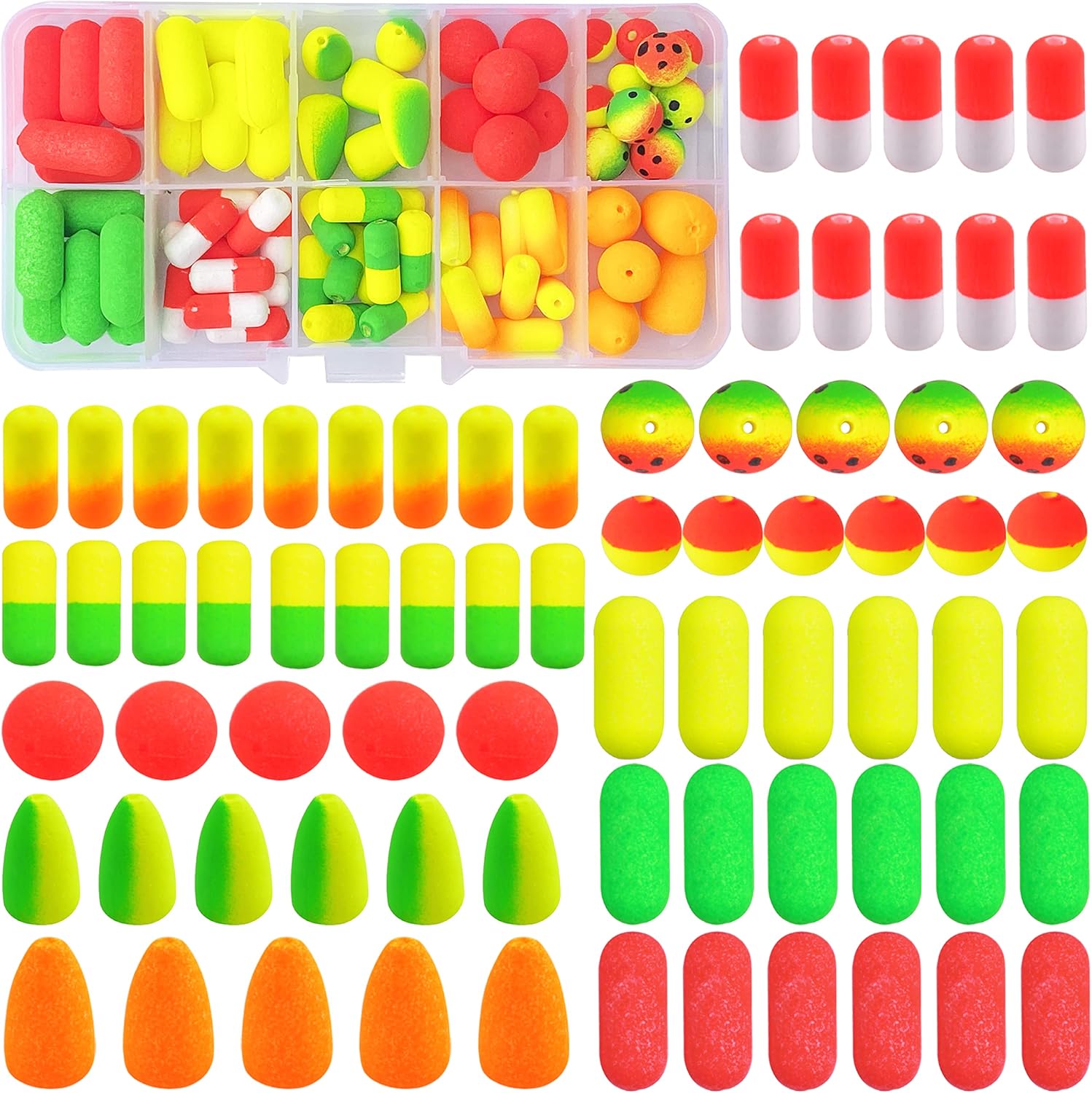 AGOOL Fishing Rig Floats Foam Float Cigar Float Snell Floats Pompano Fishing Float for Surf Fishing Live Bait Rig Bottom Rig Walleye Rig Making Kit for Trout Catfish Walleye Crawler Harness : Sports & Outdoors