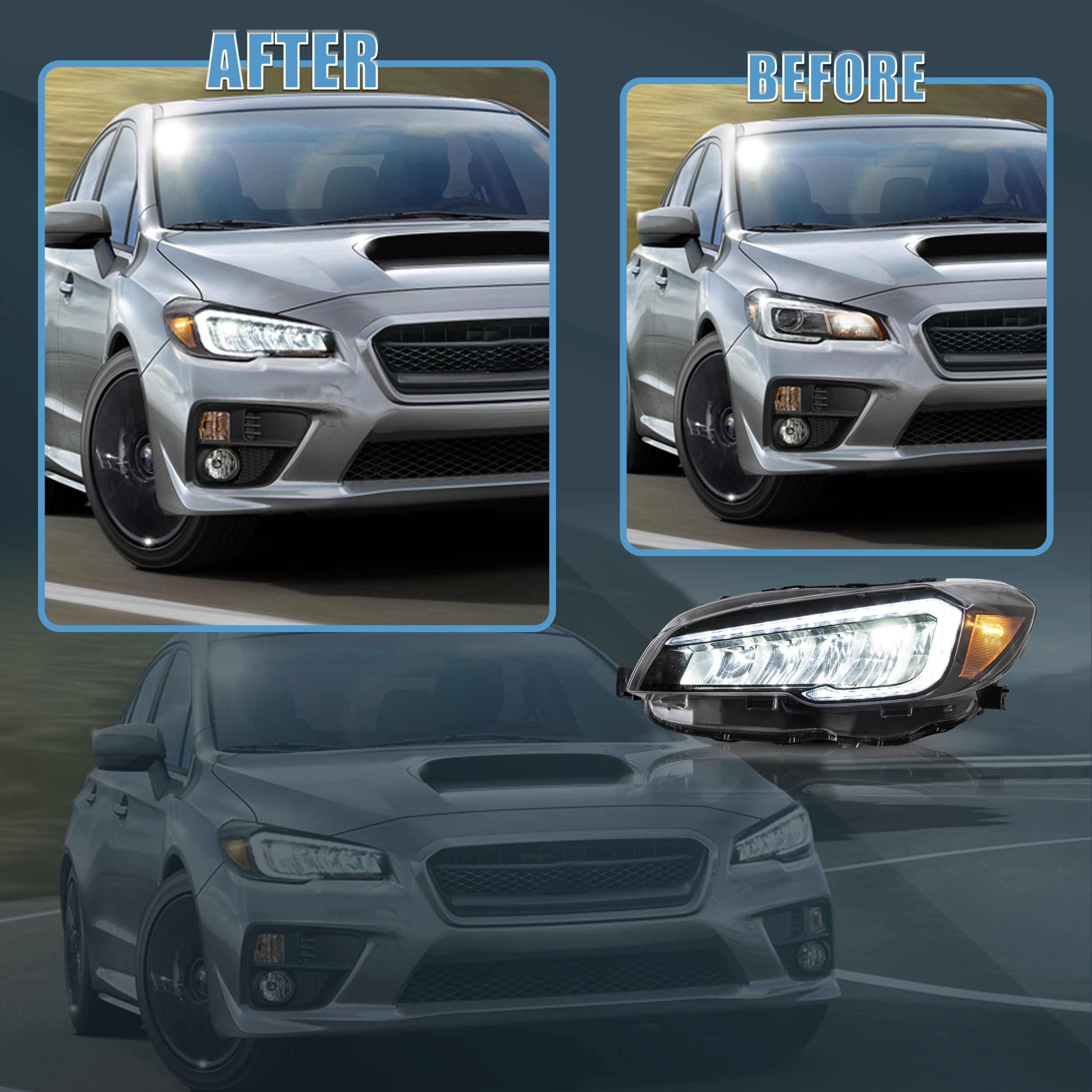 Phares LED VLAND Pour Subaru WRX & STI 2015-2021 – Animation De Démarrage, Style Agressif