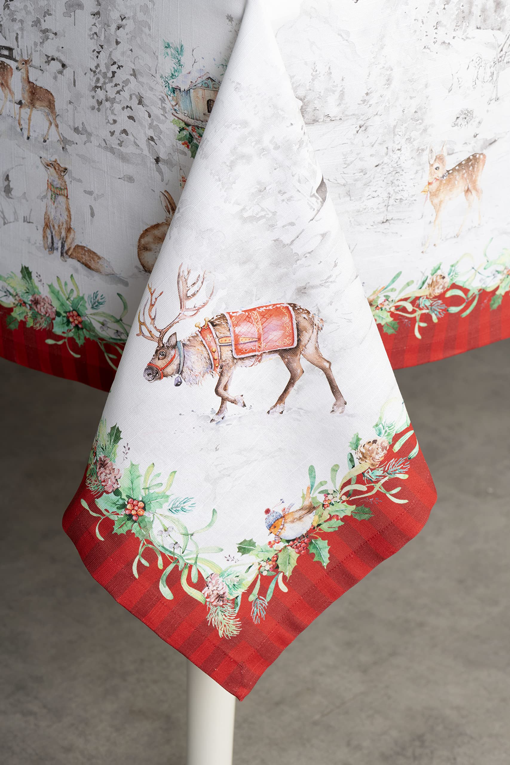 Maison d' Hermine Maison d'Hermine Tischdecke Rechteckig 100% Baumwolle 180 cm x 140 cm Wiederverwendbar Alltagsgebrauch für Weihnachtsdekorationen Esszimmer Landhaus Zuhause Party Festlich (Christmas Tradition) – Bild 8