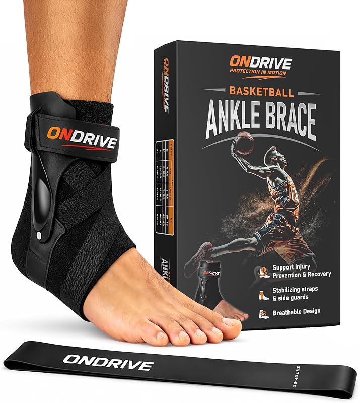 Basketball Ankle Brace, Adjustable Rigid Stabilizer, Men Women | BUILT TO MOVE LIKE PART OF YOU: 3-layer fabric and rigid stabilizers, locked in for every cut and landing.