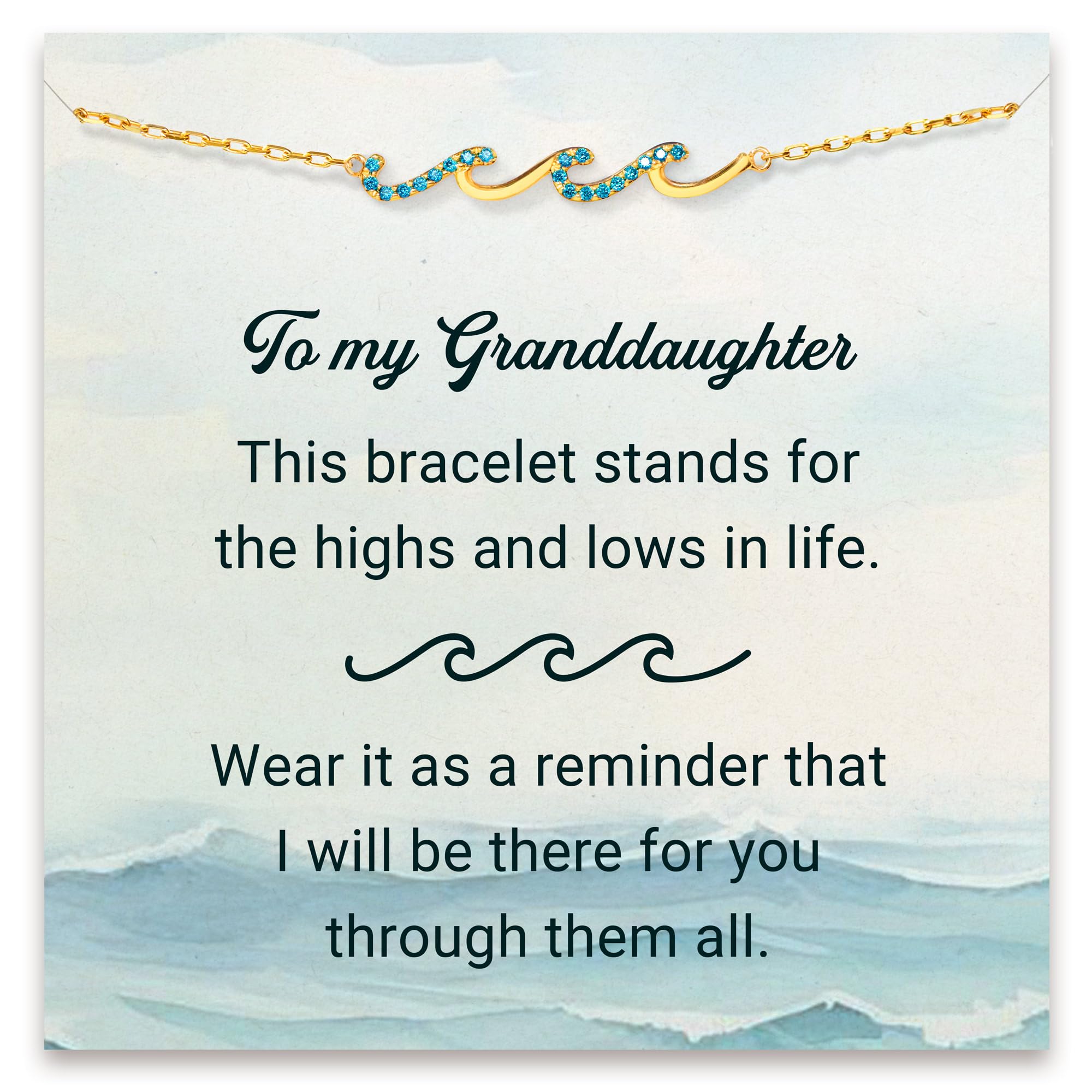 STORYJEWELLERY Granddaughter Gifts, Granddaughter Bracelet, Wave Bracelet, Granddaughters Birthday Gifts from Grandma