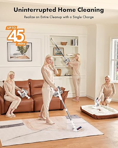 Miniatura 3 de Trucozie Aspiradora inalámbrica, aspiradora ligera 8 en 1 con 45 minutos de tiempo de funcionamiento, potente succión, aspiradoras para el hogar,