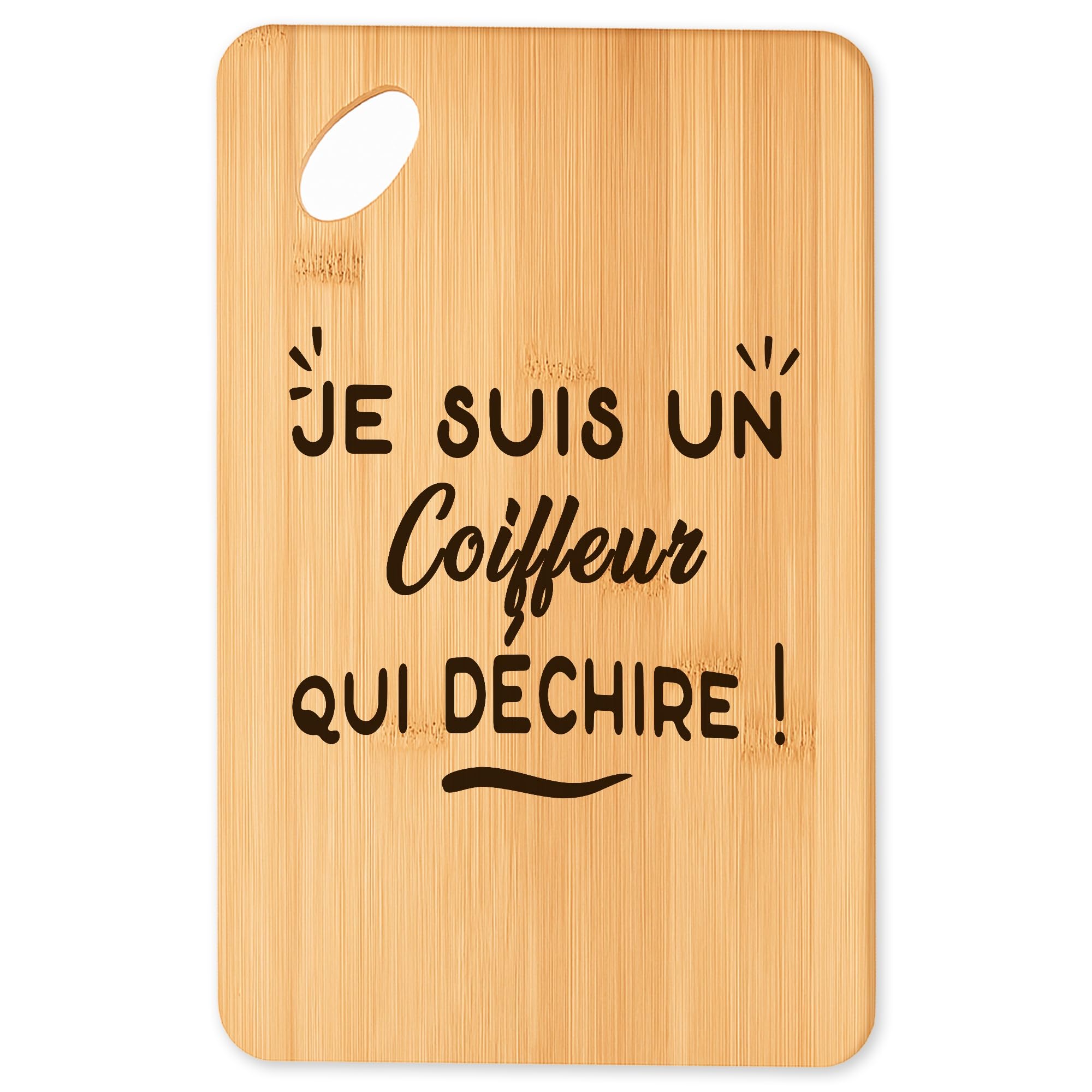 Cadeau original cuisine pour coiffeur avec cette planche en bambou