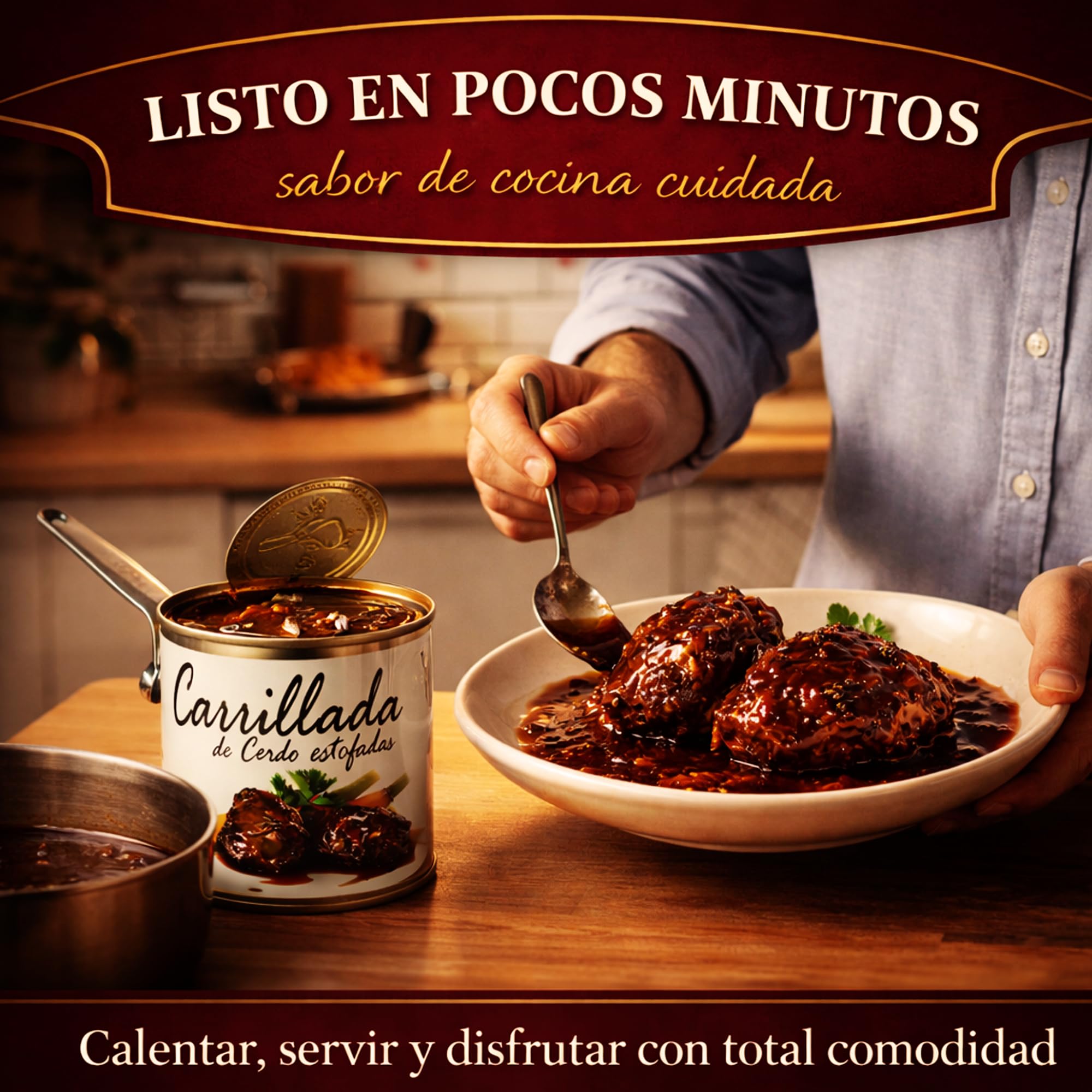 POLGRI Carrilladas de Cerdo Estofadas Conserva Gourmet 800 g Carne Melosa Lista para Calentar