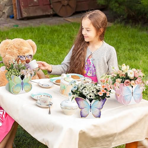 Miniatura 4 de Fuutreo 6 centros de mesa de mariposa para baby shower, cumpleaños, fiesta de té, decoración de mesa de mariposa, centros de mesa de té para mesas,