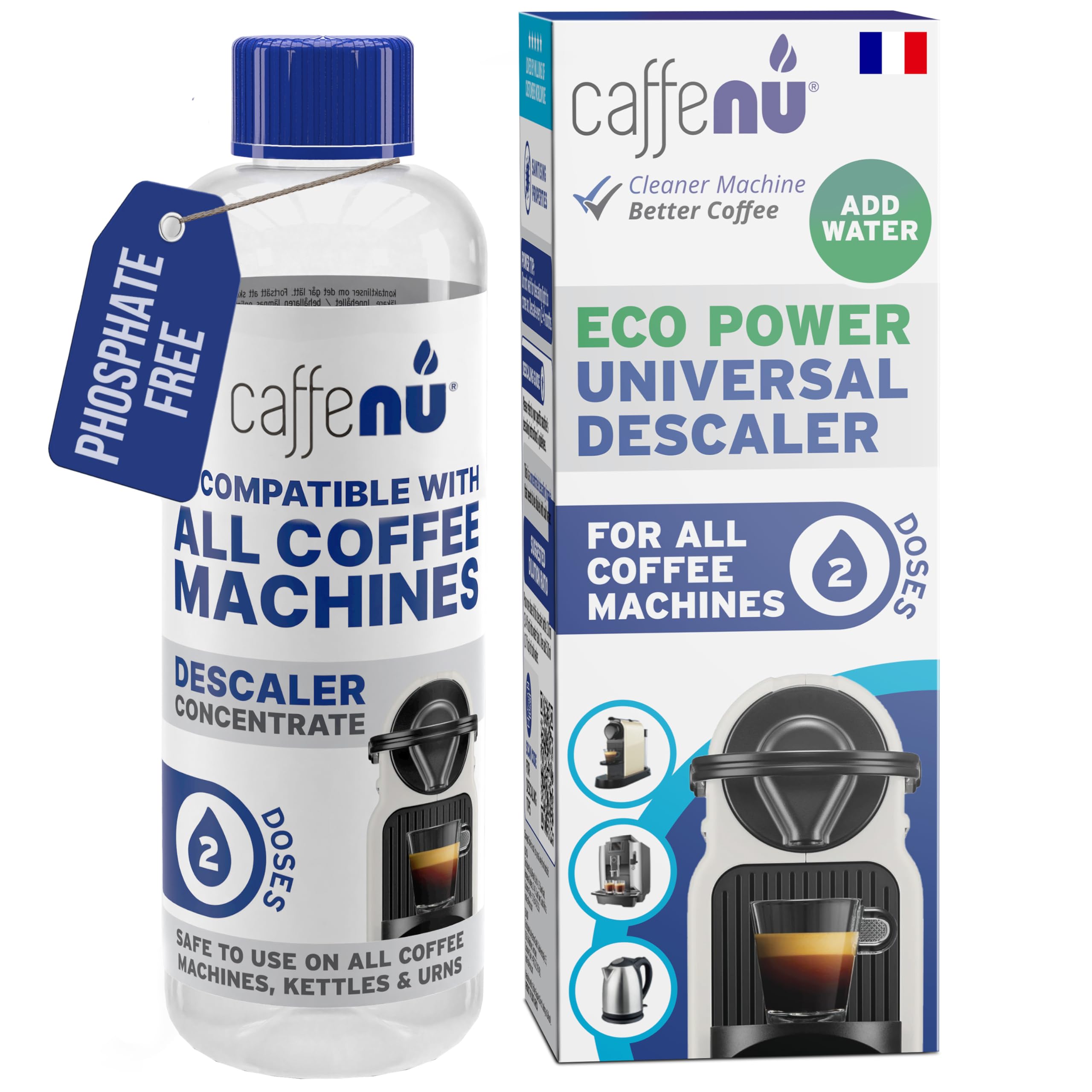 Caffenu - Détartrant liquide pour machine à café Eco 200 ml | Kit d'entretien universel pour Delonghi, Nespresso, Lavazz