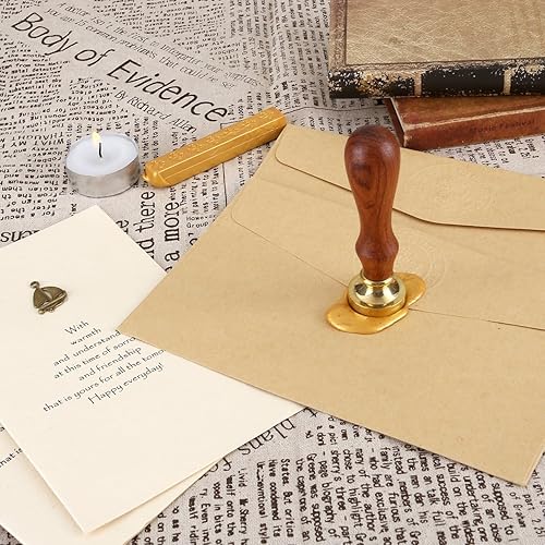 Miniatura 5 de Yoption - Sello de cera, sello clásico de lirios del alfabeto B, cabeza de latón retro vintage, mango de madera, sello de cera de sellado de letra B