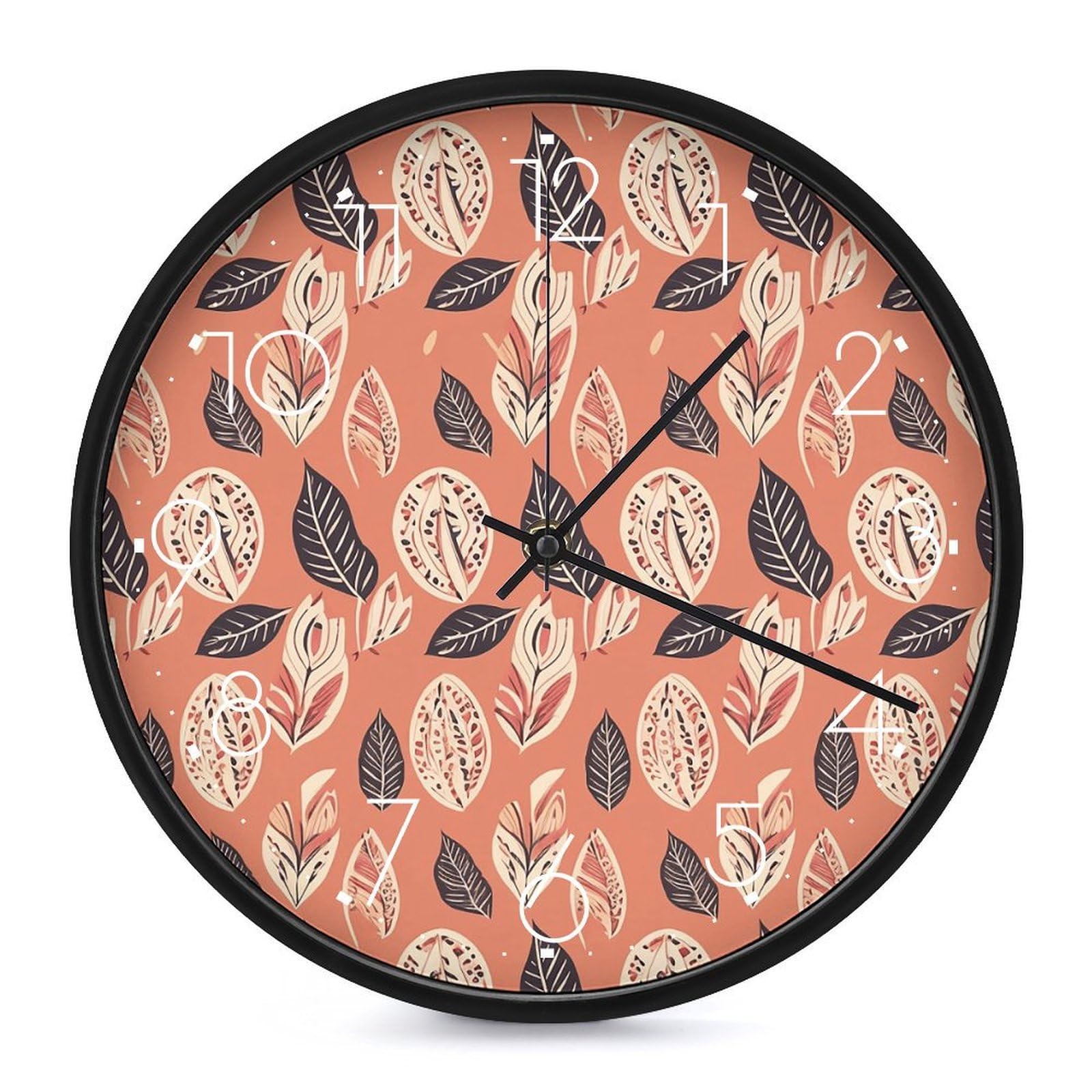 Adfgyerh White-Style Simple Style Leaves Clock，9.8 Inch Battery Operated Wall Clock Classic Simple, Decorative Wall Clock.analog Clock For Kitchen Office Bathroom Bedroom.