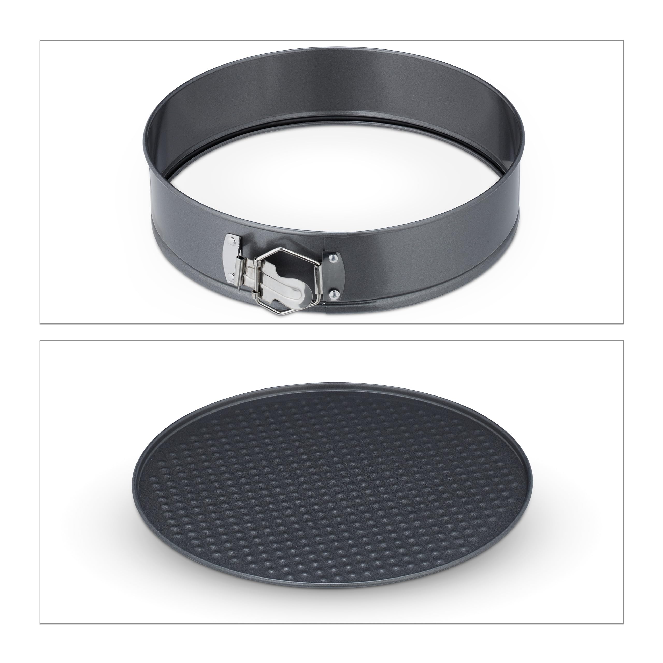 Relaxdays Set 8 Teglie Rotonde per Dolci, Ø 14/16/18/20/22/24/26/28 cm Acciaio Inox Rivestimento Antiaderente, Antracite