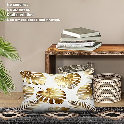 Miniatura 2 de Batmerry Fundas de almohada decorativas con hojas tropicales, diseño de hojas de palmera de Monstera, funda de almohada de doble cara para sofá,