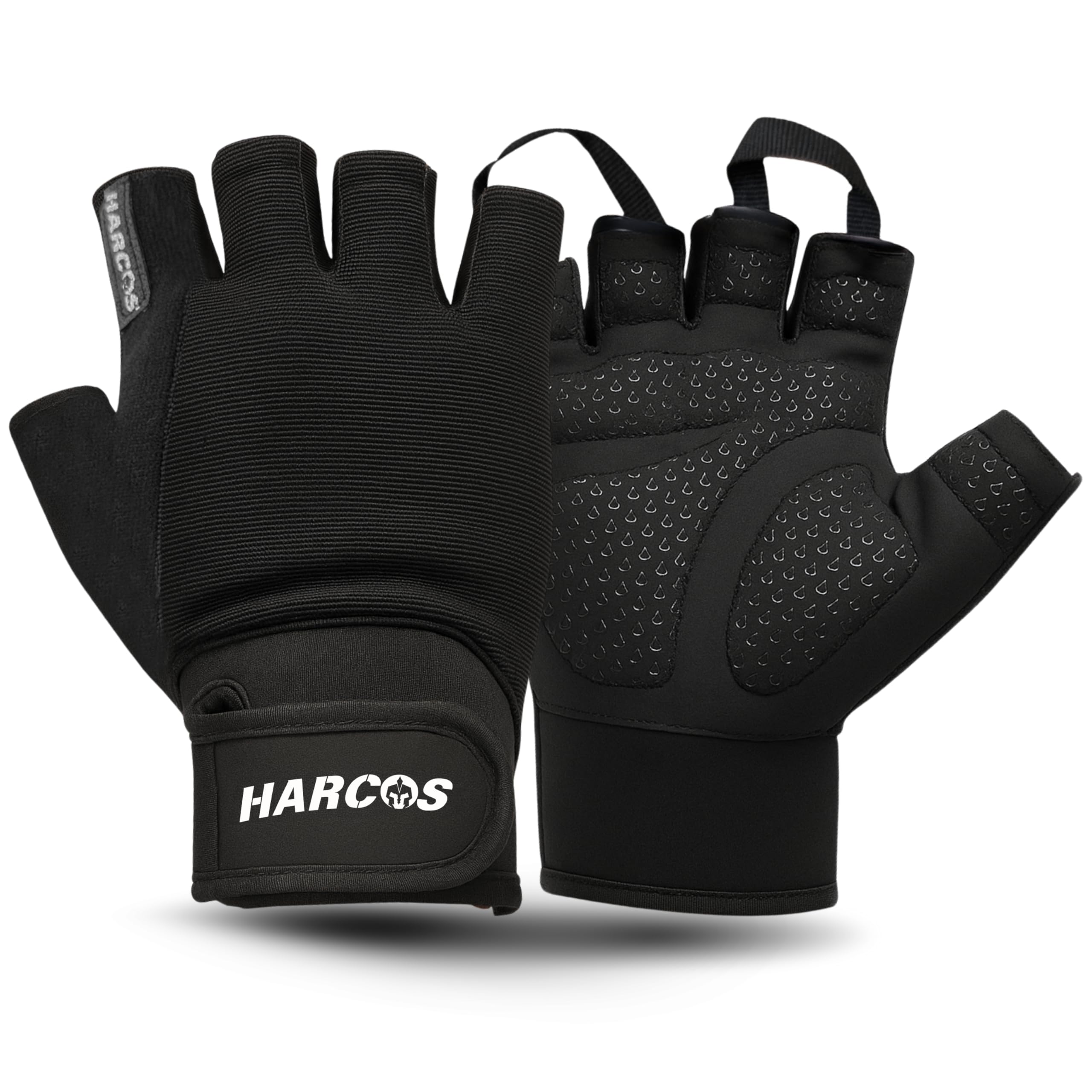Harcos Weightlifting Gym Gloves for Men & Women – Workout Gloves Full Palm Protection & Strong Grip – Breathable Fingerless Exercise Gloves for Fitness,Training, Cycling Gear (Black, Medium)