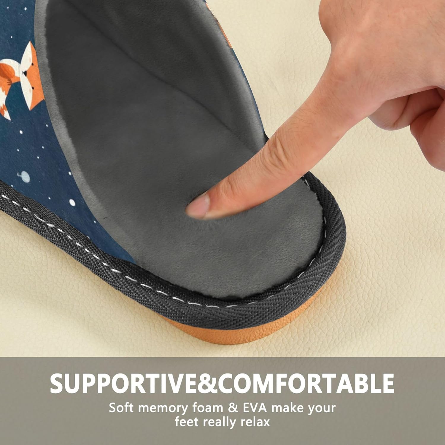 Cute Fox House Slippers – Cozy Fuzzy Slippers for Guests, Washable & Disposable, Perfect for Shoeless Home, Spa & Hotel Use A112944