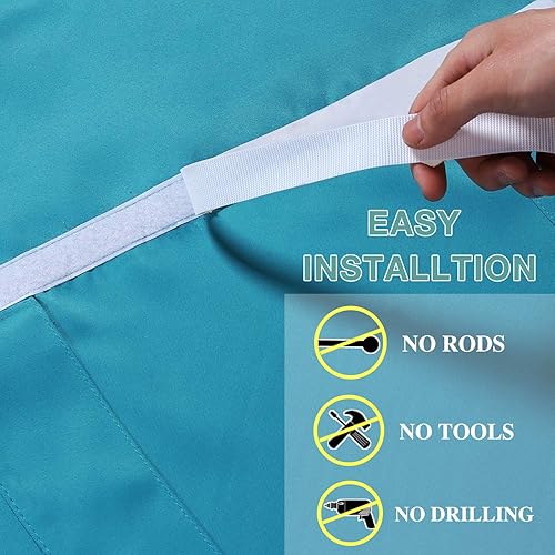 Miniatura 2 de Turquoize Tricia - Cortinas para ventana de puerta con aislamiento térmico, cortinas blackout para puerta francesa, bolsillo para cortinero, 26 x 68