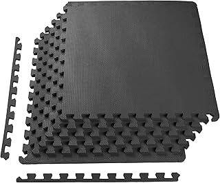 BalanceFrom 24x24 Inch EVA Interlocking Foam Exercise Tile Mat – Non-Slip Puzzle Flooring for Home Gym, Fitness Studio, or Playroom with Multiple Thickness, Coverage Sizes and Color Options