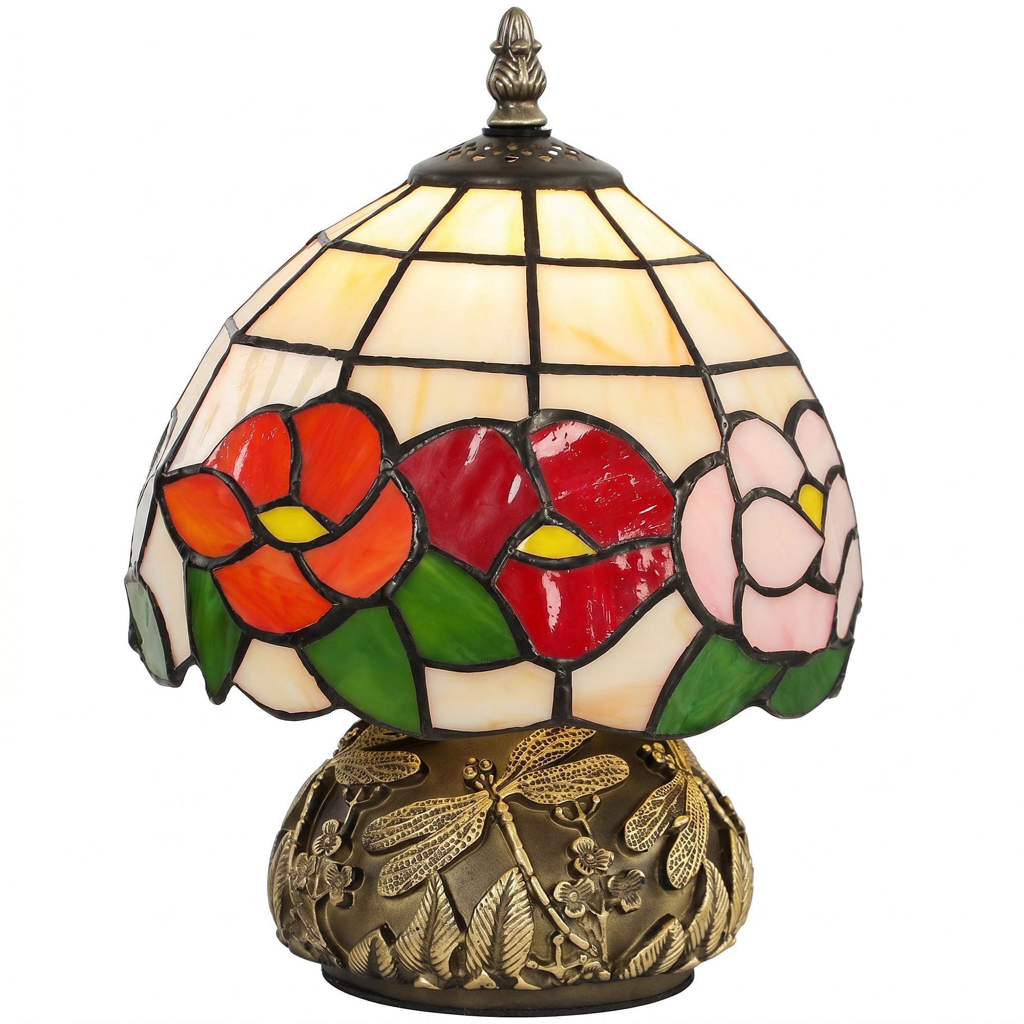 Homcom Stained Glass Bedside Lamp, Tiffany Style Table Lamp For Bedroom Light