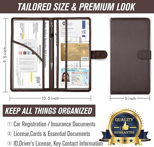 Miniatura 29 de foryou Soporte para registro de automóvil y seguro con cierre magnético, guantera de vehículo para documentos, organizador de papeleo