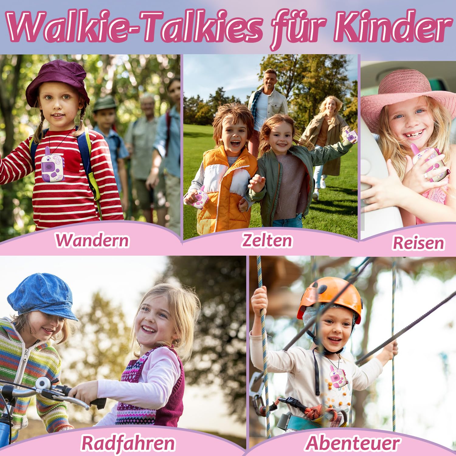 DQMOON 2PCS Walkie-Talkie Bambini, Unicorno Regalo Bambina 3 4 5 6 7 Anni Giochi Bambina 3-9 Anni Walkie Talkie Giocattoli Bambini 4-8 Anni Compleanno Regali Natale Giochi Esterno Giocattoli Unicorno