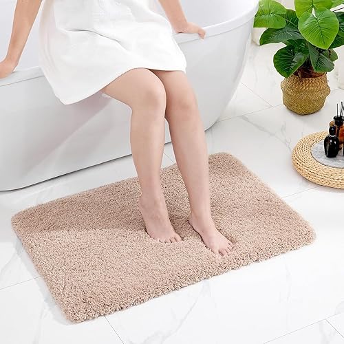 Miniatura 14 de Alfombra larga para suelo de baño de 24 x 70 pulgadas, color blanco antideslizante, esponjosa, lavable, absorbente, para ducha y lavabo