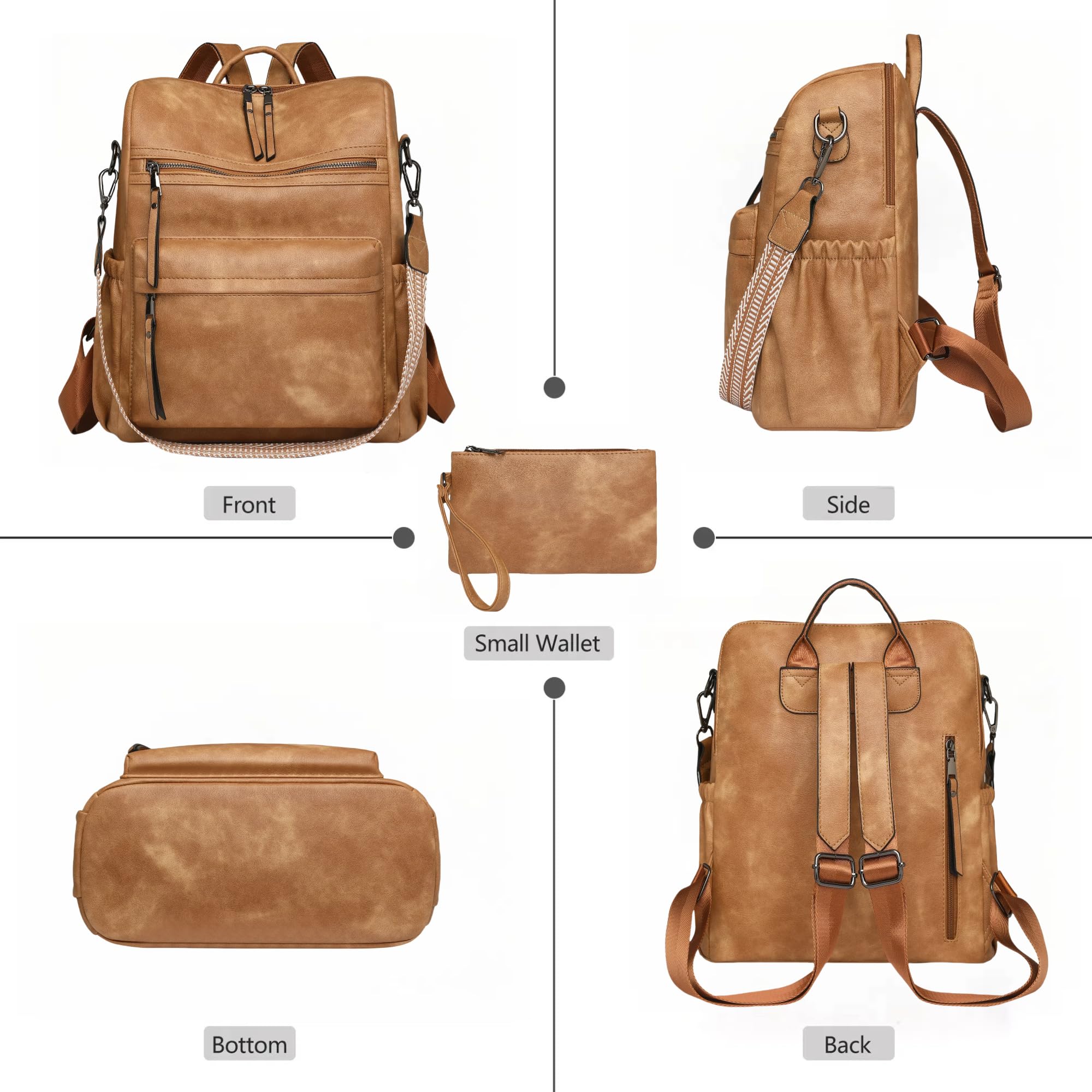 Borsa a tracolla da donna in pelle, da viaggio, Giallo-albicocca, Medium, Zaino da donna alla moda | Zaino alla moda, zaino multiuso per uso quotidiano a tracolla media per le donne