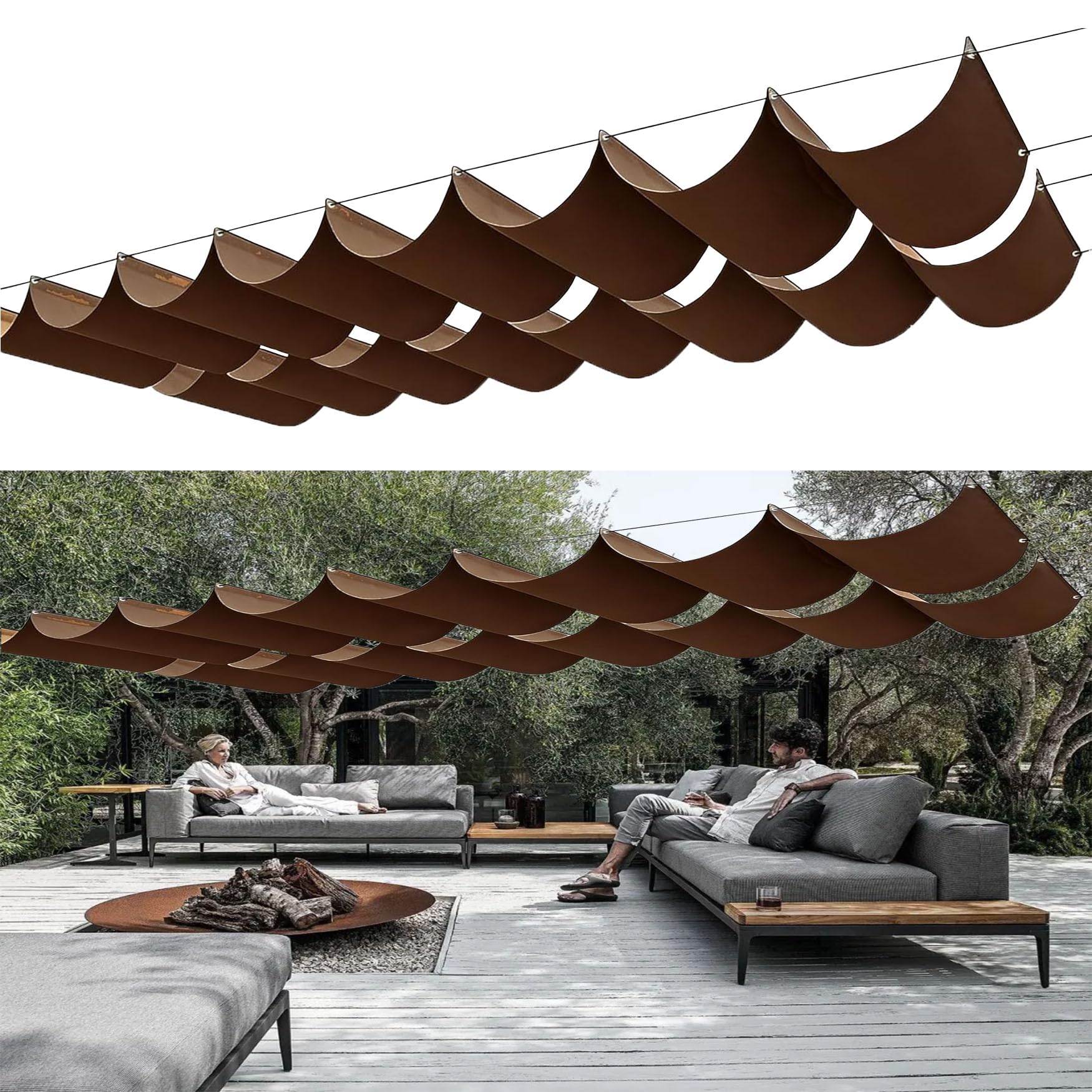 Toile Ombrage UV Protection marron rétractable pour la piscine de l'hôtel
