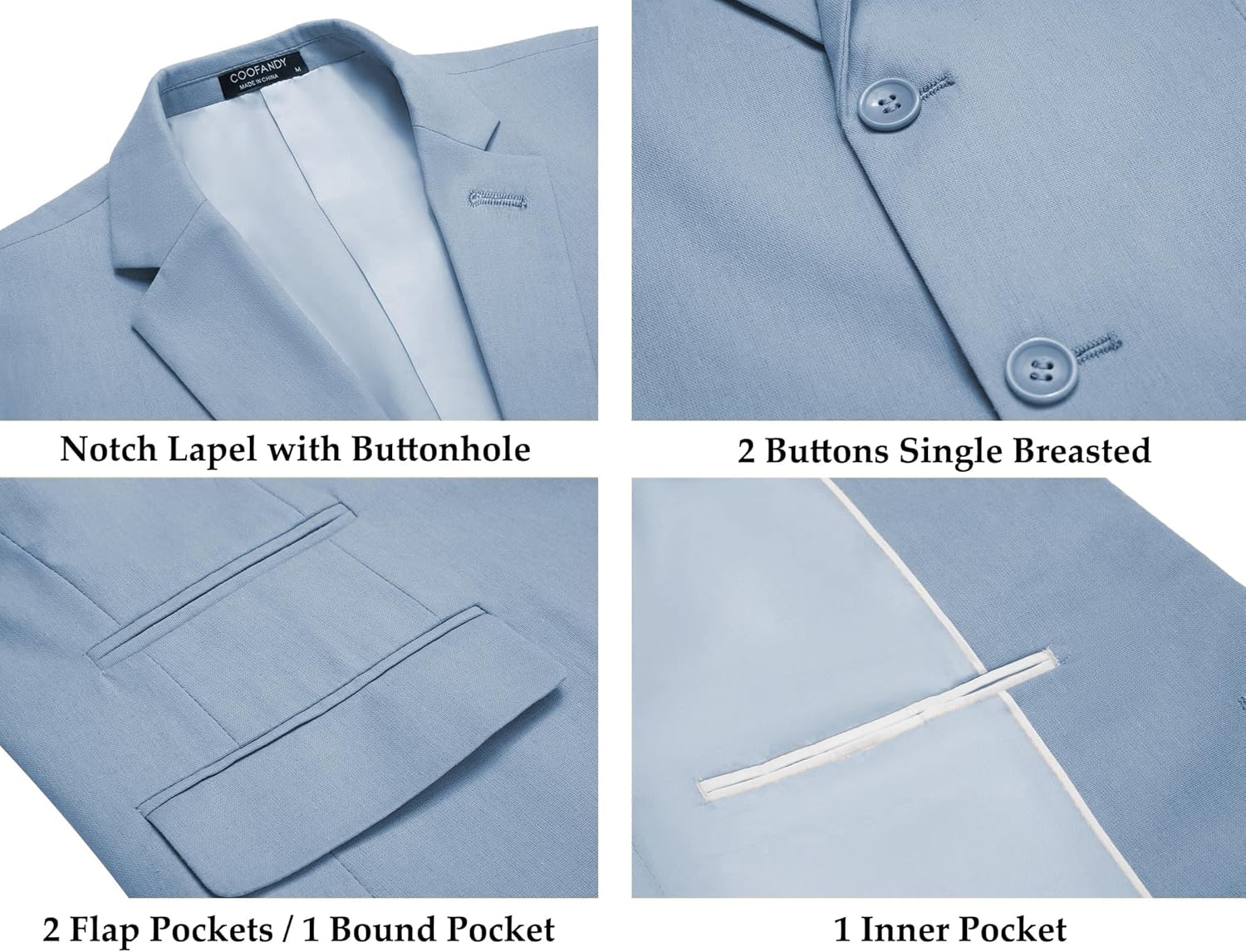 COOFANDY Men's 2 Piece Linen Suits Set Regular Fit Casual Lightweight Blazer Jacket and Pants - Image 4