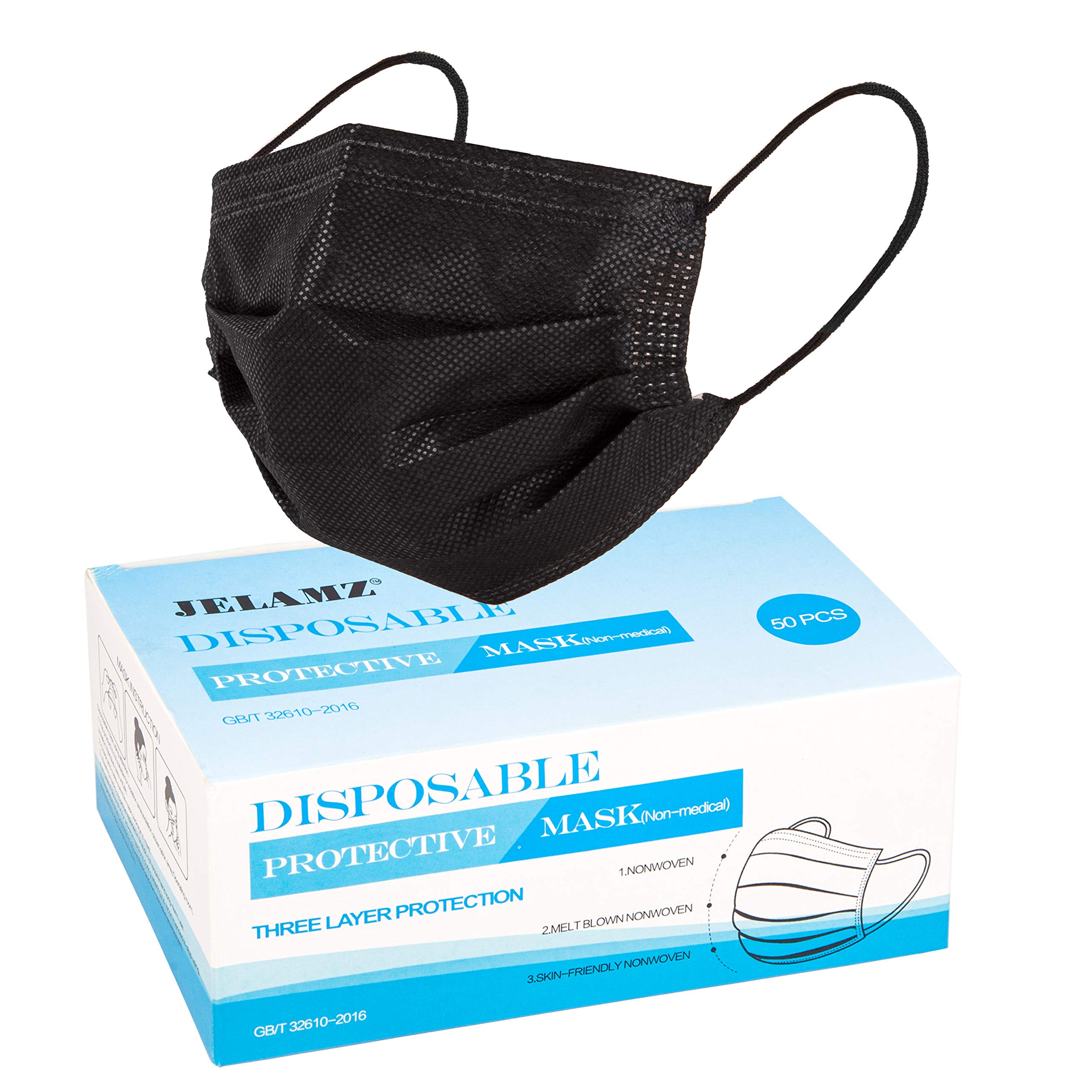 Disposable Face Mask, Face Masks Nanofiber Breathable Pack of 50 Disposable Mask (Black)