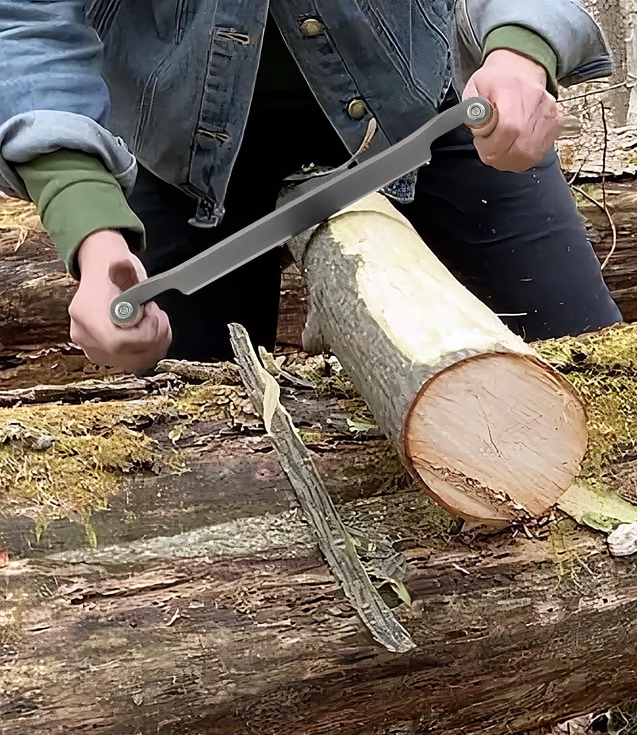 Draw Knife, Straight Debarking Tool No Assembly Required, 10" Blade Woodworking Tool,1065 Manganese Steel, Ergonomic Solid Wood Handle